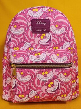 Loungefly Disney Alice In Wonderland Cheshire Cat AOP Collage Mini Backpack NEW